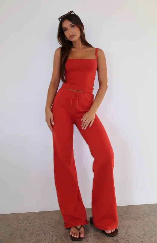 Trend Setting Wardrobe Skipping Steps Pants Red