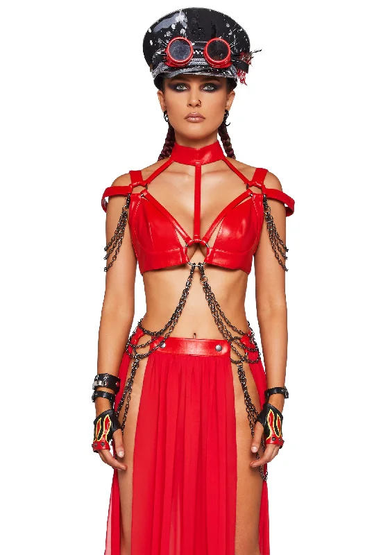 Boutique Styles Elevate Your Wardrobe Immersed In Magic Harness Top - Red