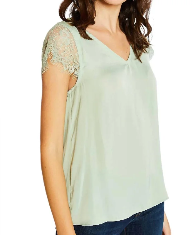 Cozy Comfort Style Sale Luxury Fashion Lace V Neck Top In Minto Neo