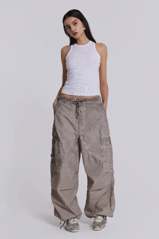 Fashion Forward Stone Oil Wash Parachute Pants