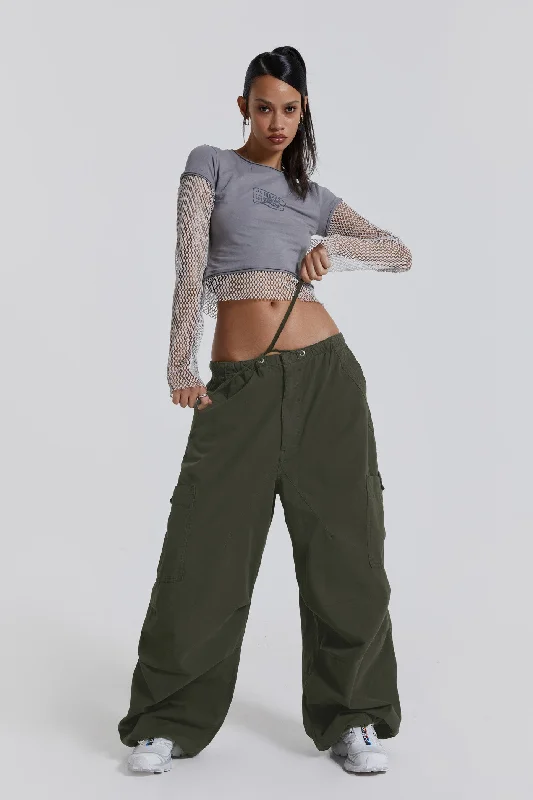 Fashion Sale Khaki Parachute Cargo Pants