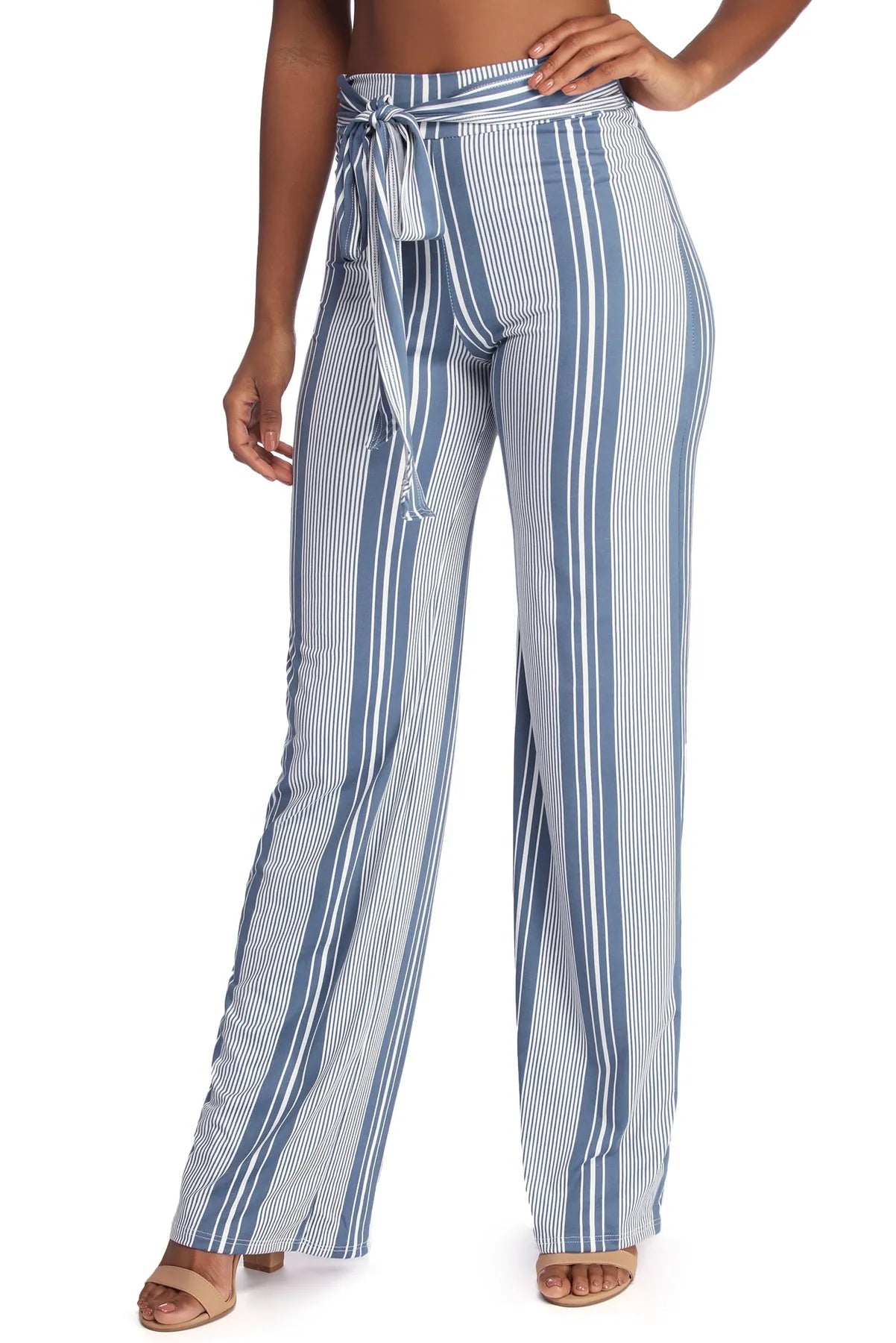 Winter Wardrobe Clearance Tied To Stripes High Waist Pants