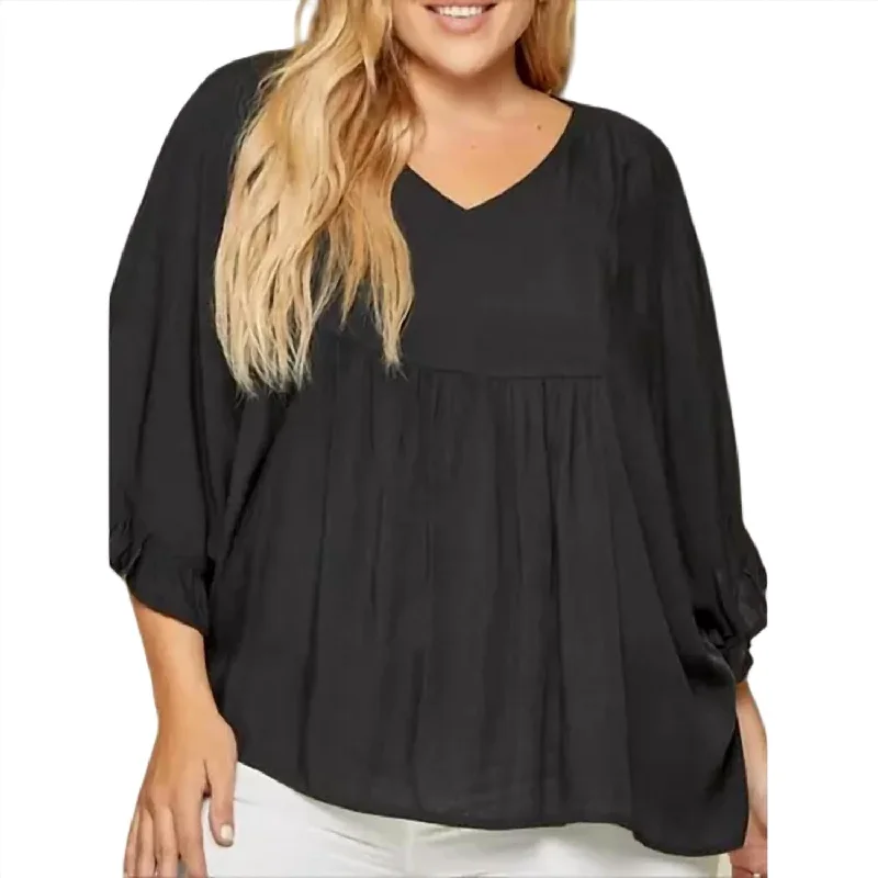 Trend Leading Collection Chic Women's Clothing for Date Nights Myrna Black Flowy Top