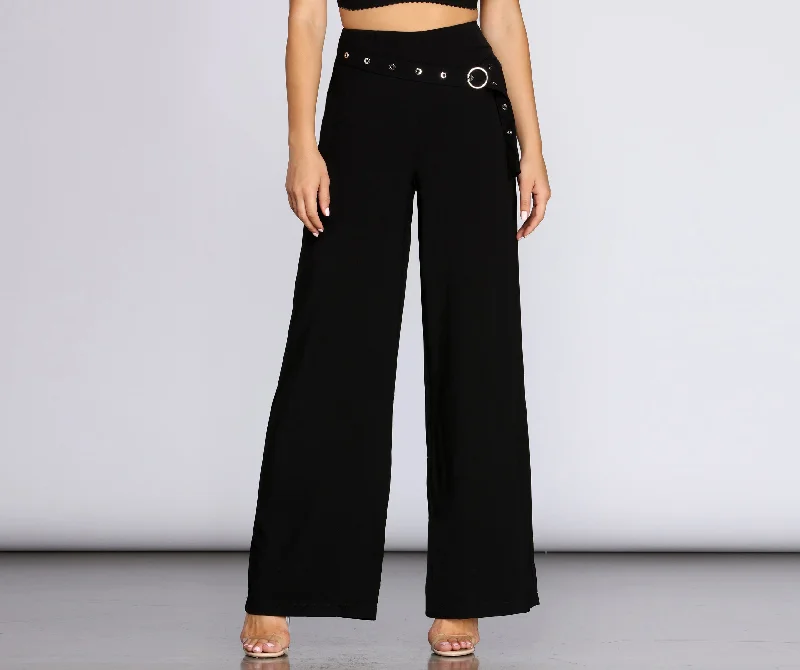 Chic Casual Style Straight Class Wide Leg Trousers