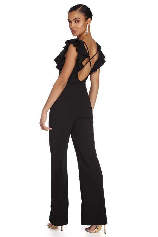 Glamorous Evening Wear Ruffle Ready Jumpsuit