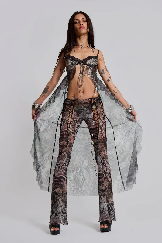 Clothing Woman Snake Laced Mesh Trousers