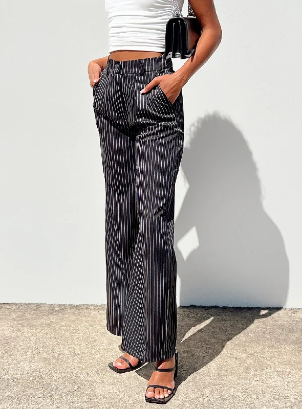 Women's Online Boutique Archer Pants Pinstripe Black