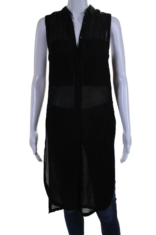 Casual Fashion Fashionista Favorites Helmut Lang Womens Button Front Side Slit Collared Shirt Black