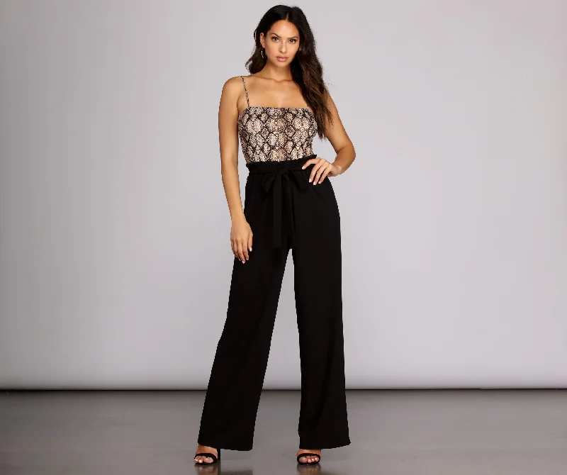 Sophisticated Style Sassy Snake Paper Bag Jumpsuit