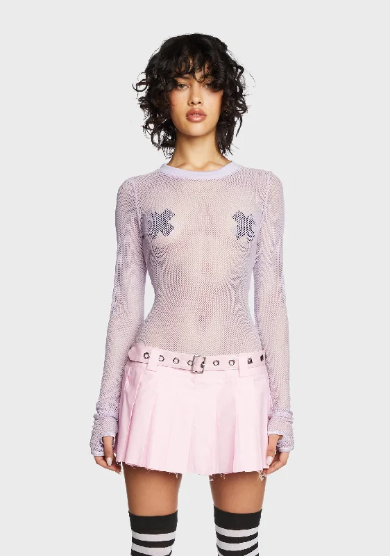 Luxury Fashion Discounts Style Upgrade See Thru Me Fishnet Top - Lavender