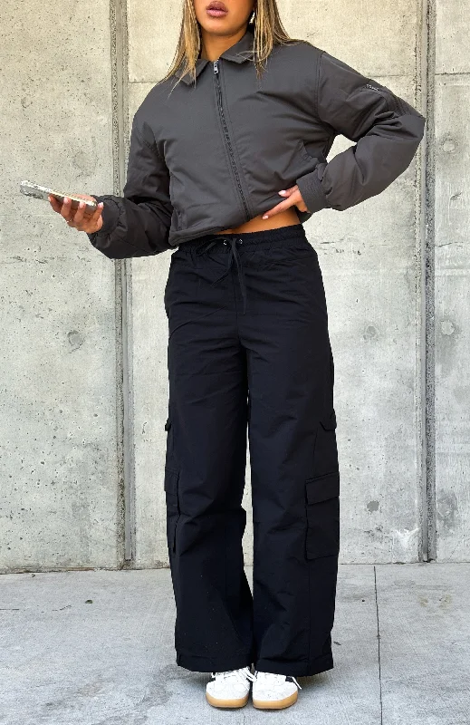 Stylish Savings Let Me Rest Cargo Pants Black