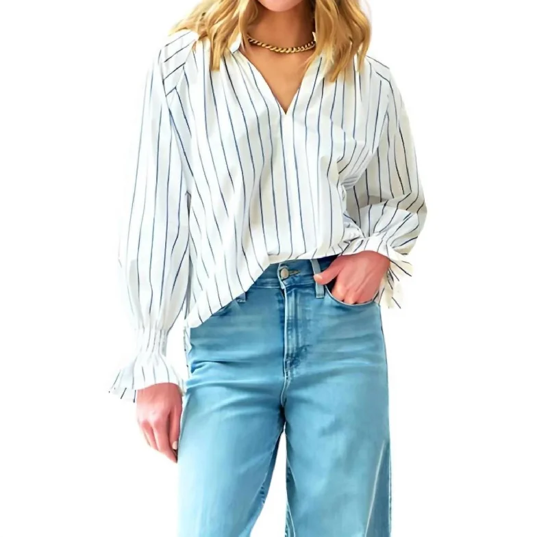 Romantic Fashion Discounts Chic Outfits Candace Top In Natural White/blue