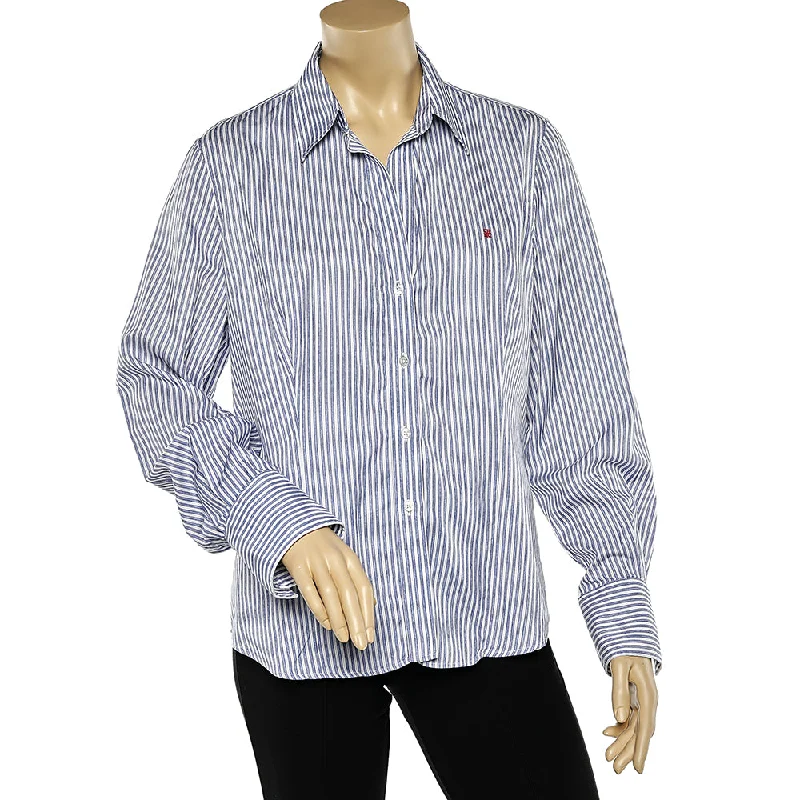 Urban Fashion Luxury Women's Fashion Ch Carolina Herrera Blue Striped Cotton Button Front Shirt