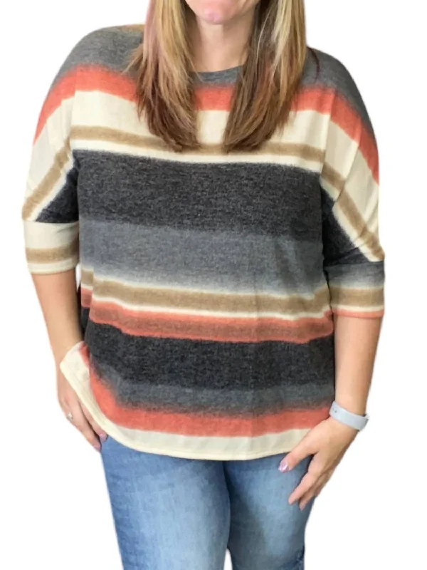 Shop Sales Everyday Basics Fall Between The Lines Boxy Top In Multi Color