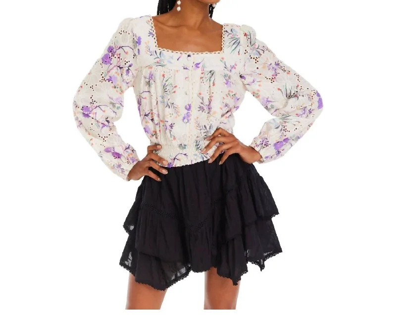 Limited Time Offers Rocker Chic Fashion Rylie Top In Watercolor Floral