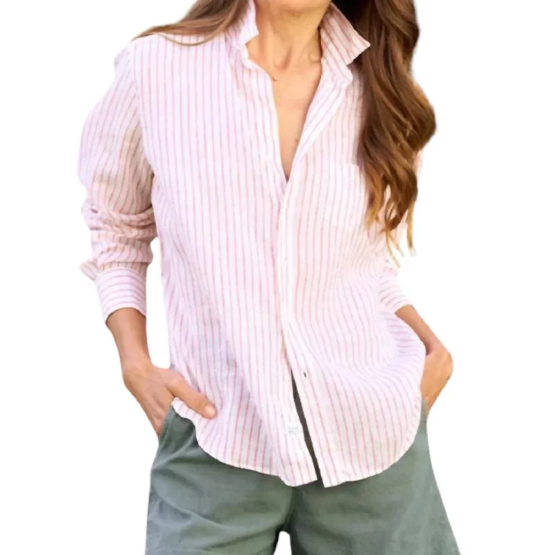 Stylish Deals Everyday Women's Fashion Trends Relaxed Button-Up Shirt In Pink Stripe