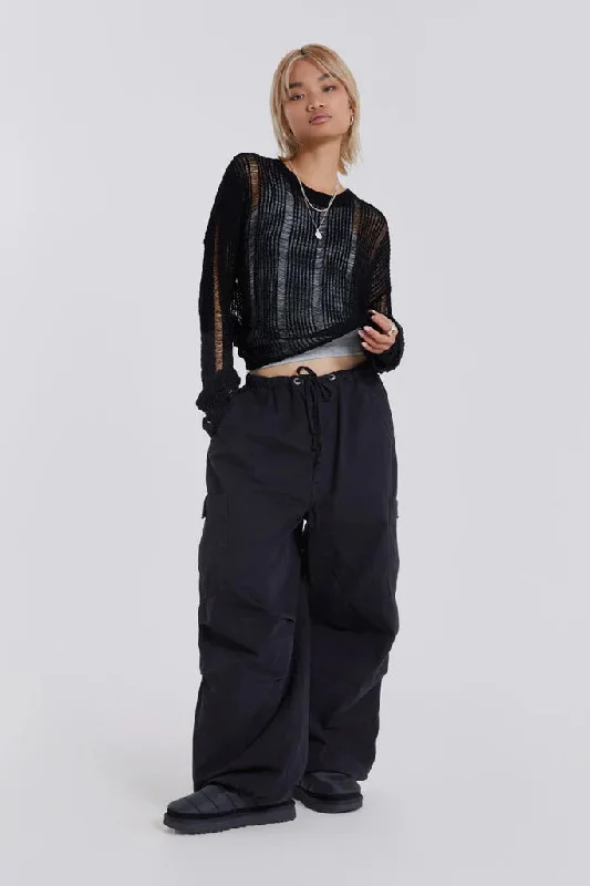 Valentine's Special Black Parachute Cargo Pants