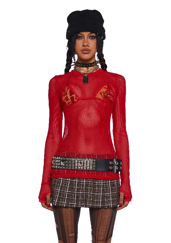 Clearance Sale, All Cheap Affordable Online Boutiques See Thru Me Fishnet Top - Red