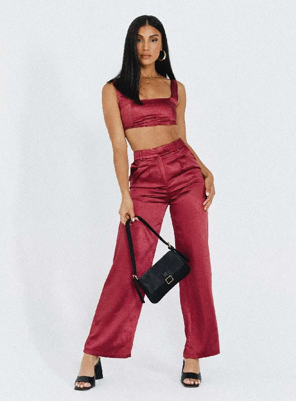 Eclectic Style Wardrobe Huxley Satin Set Burgundy