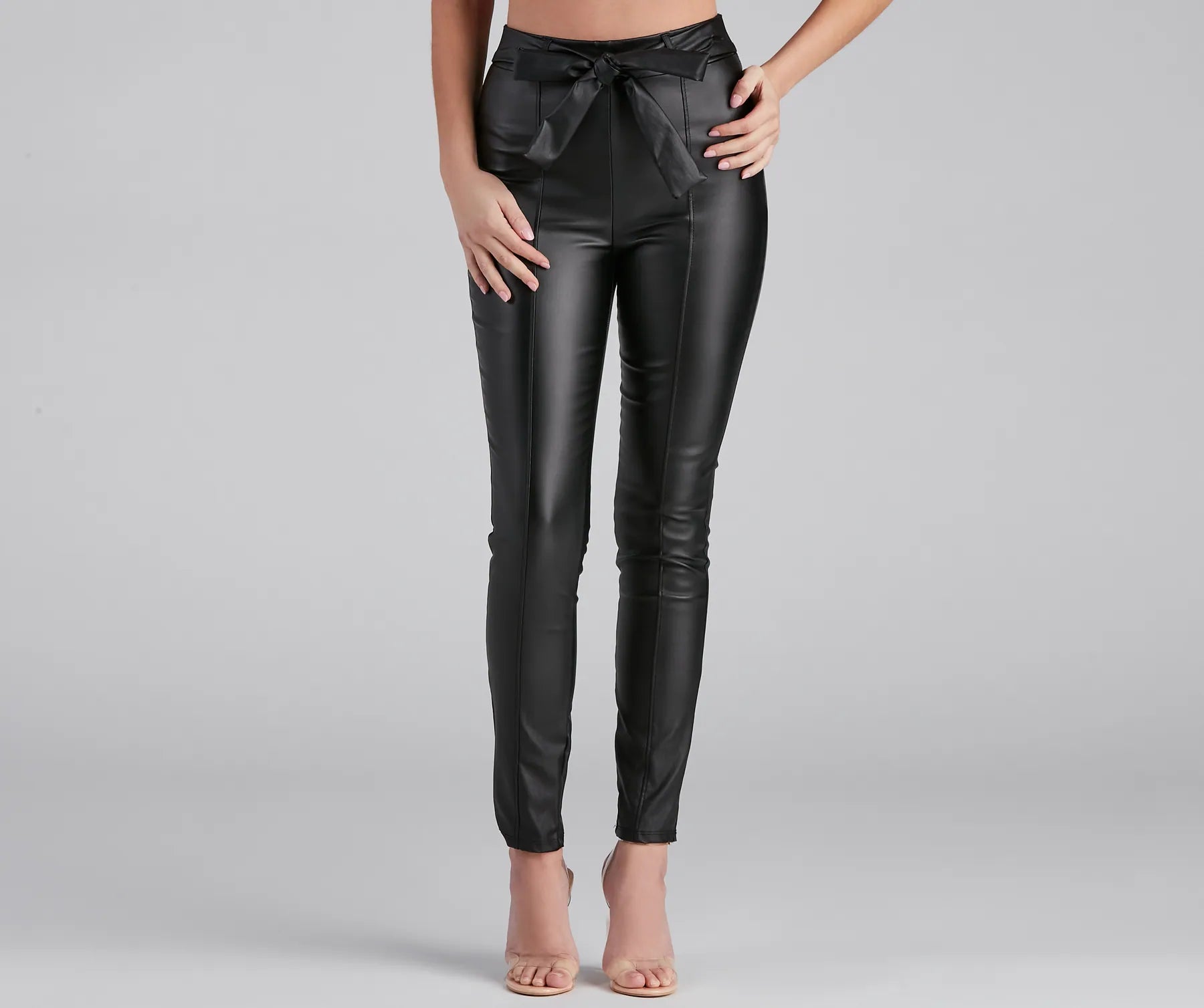 Everyday Fashion High Waist Faux Leather Skinny Pants