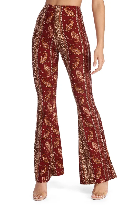 Trendy Street Style Clothing Boho Wanderer Paisley Flared Pants