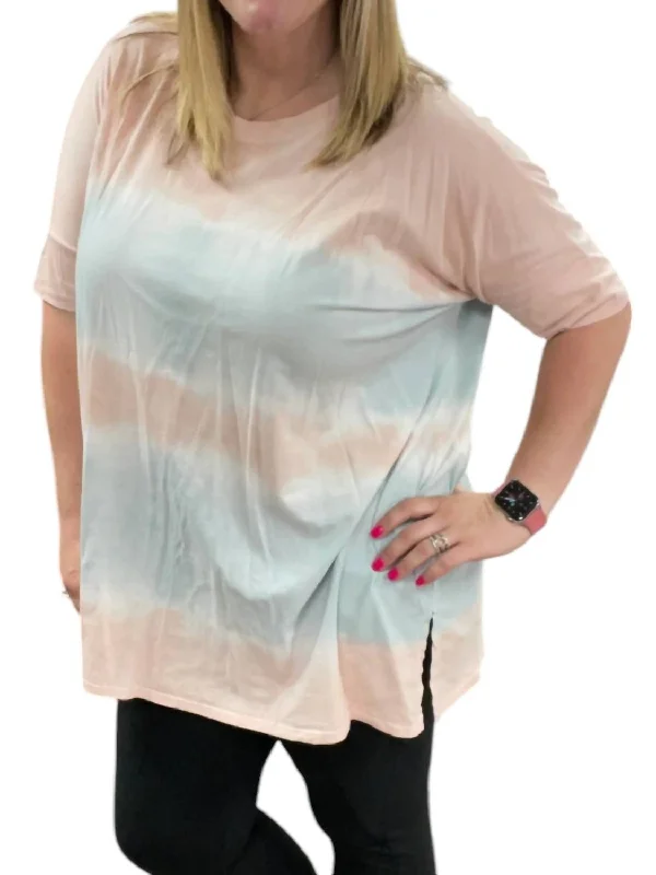 Limited Time Offer Online Boutique Clothing Oversized Tie Dye Top In Coral/grey