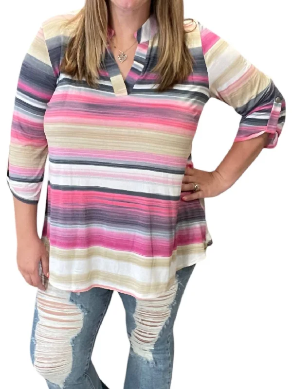 Discover Now Snag Fabulous Fashion Bargains Striped Gabby Top In Pink