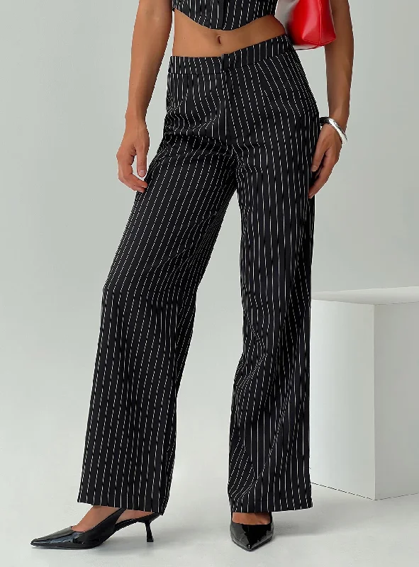 Stylish Women's Clothes for Work and Play Kimia Pants Black / White Pinstripe