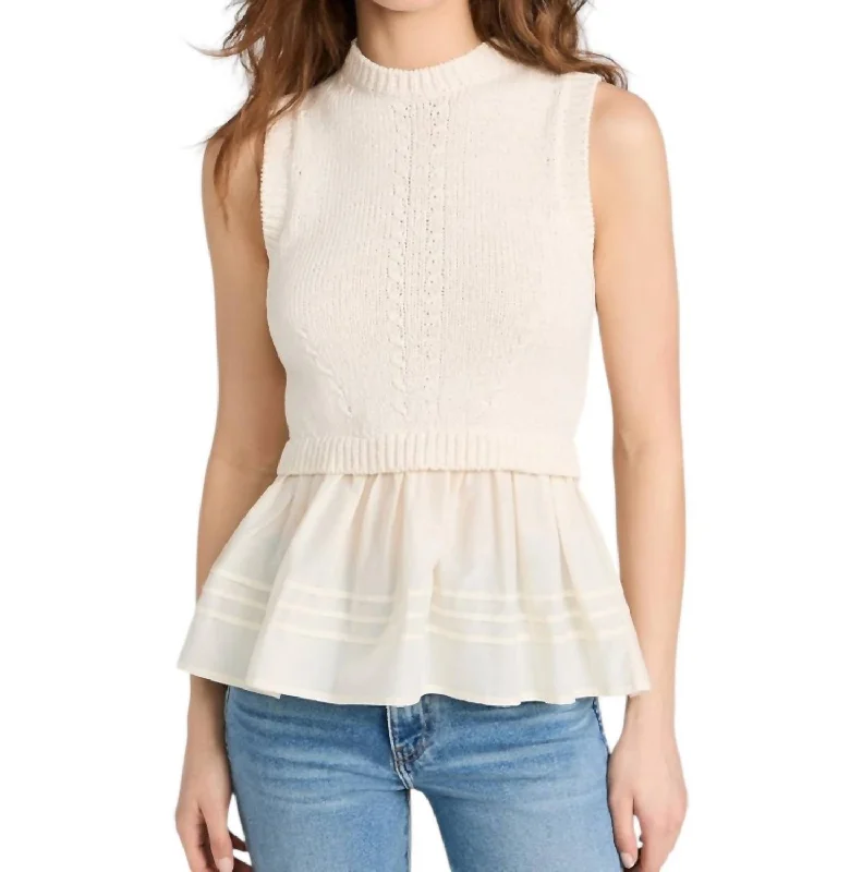 Feminine Luxe Style Sale Premium Fabrics Edda Top In Ivory