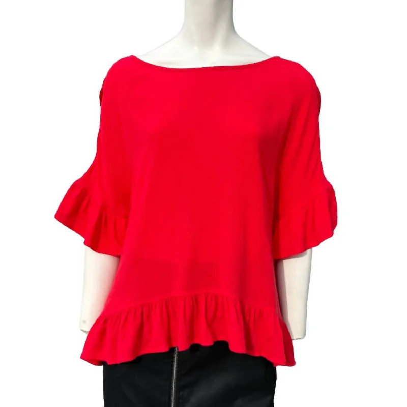 The Good Stuff Casual Chic Clothing Red Flutter Top