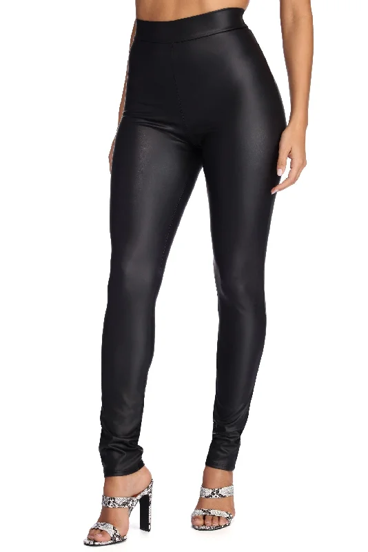 Online Boutiques Affordable Coated Faux Leather Skinny Pants