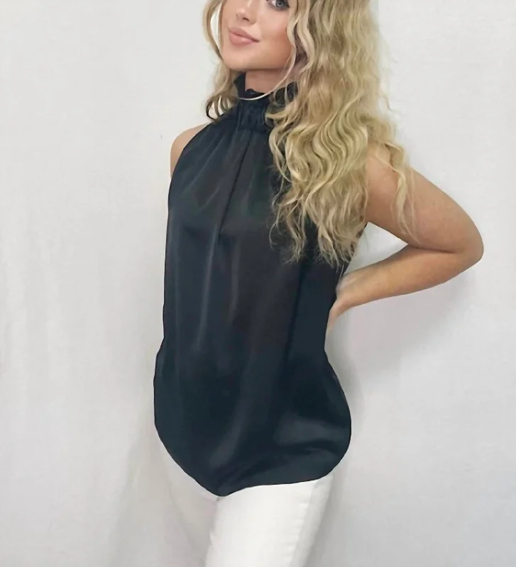 Sporty Fashion Offers Bold Fashion Mock Neck In Black