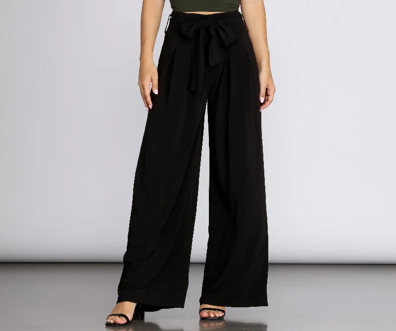 Rocker Chic Fashion High Waist Wide Leg Trousers