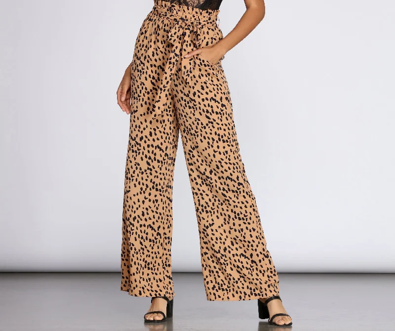 Free Spirited Fashion Serious Style Spotted Tie Waist Pants