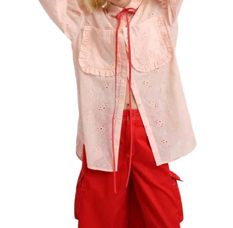 Imeless Style Women's Street Style Casual Wear Esme Shirt In Pink Eyelet