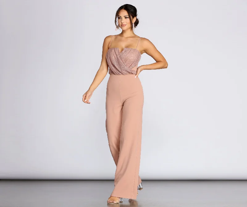 Vintage Fashion Glow Goddess Glitter Jumpsuit