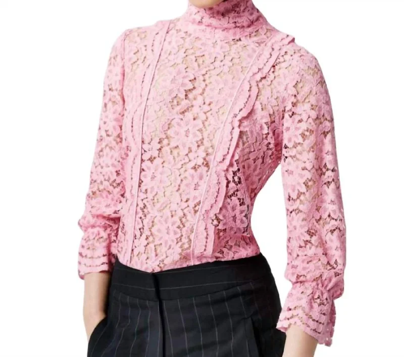 Exclusive Discounts Online Boutique Clothing Scalloped Lace Top In Flamingo