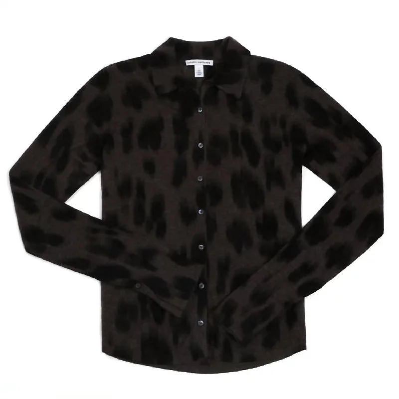 Casual Chic Casual Fashion for Women Women's Watercolor Leopard Shirt In Umber Combo