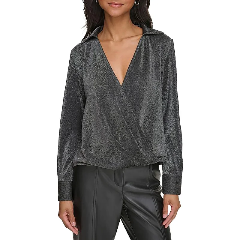 Chic Trends Unveiled Clearance Sale Online Womens Crop Metallic Wrap Top