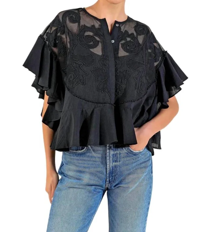 Spring Fashion Bold and Elegant Women's Fashion Bridgitte Top In Onyx Black