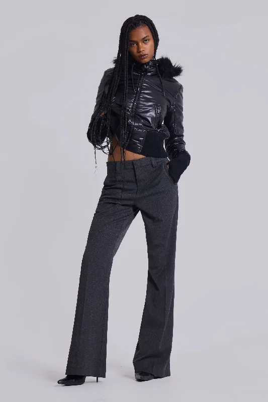 Weekend Sale Grey Stacked Bootcut Suit Pants