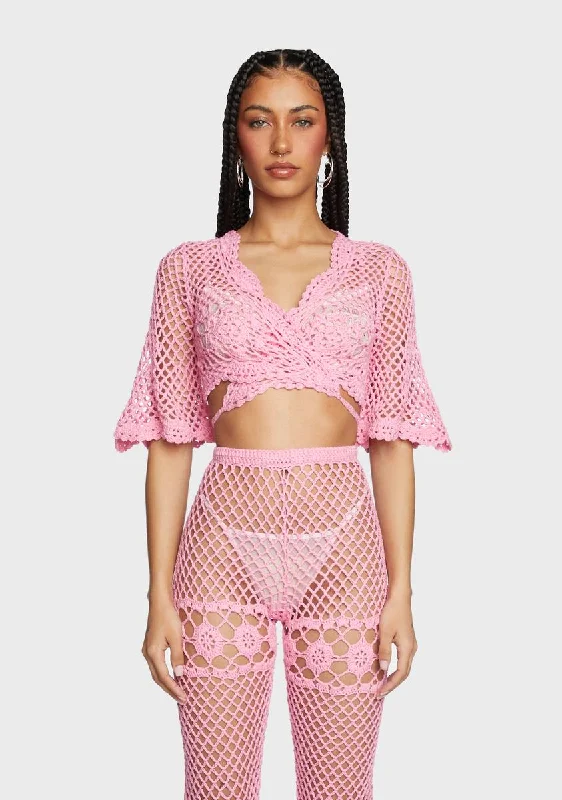 Fashion Sale Limited Time Offer Dream Away Crochet Wrap Top