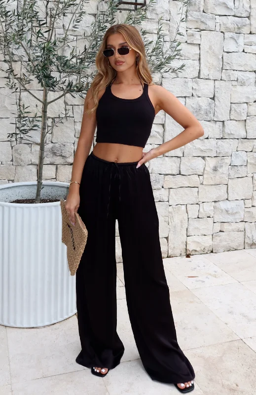 End Of Season Clearance Catching Up Wide Leg Pants Black