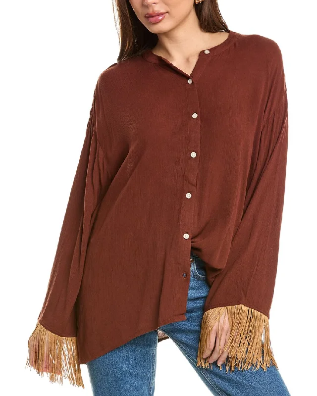 End Of Season Sale Holiday Discount WeWoreWhat Fringe Shirt