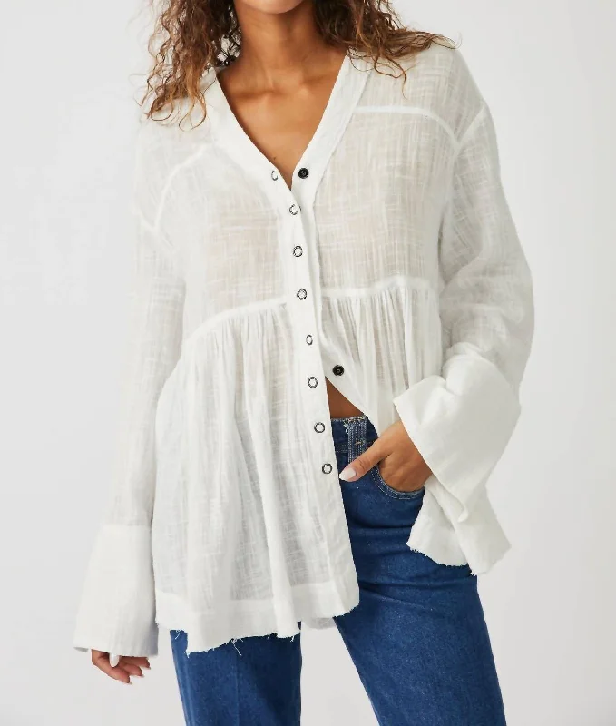 Sophisticated Street Style Offers High End Fashion Miles Away Babydoll Top In White