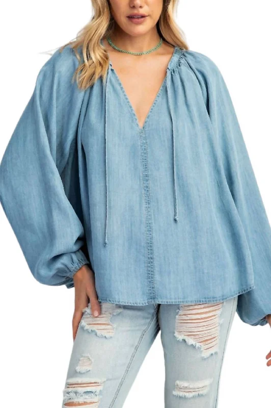 Bold Fashion Sales Daily Deals Dead In Your Tracks Top In Washed Chambray