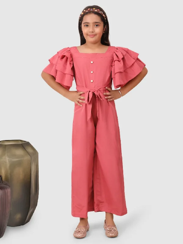 You'Ll Love Us Because Layered Sleeve jumpsuit with pearl embelishment Pink