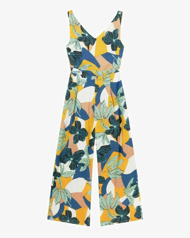 Bold Prints Casual Chic SMERA MART Viscose Leaf Printed Sleeveless Jumpsuit for Women