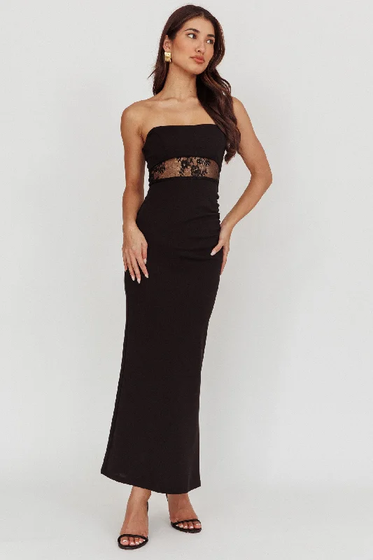 Enjoy Discount Lilliana Strapless Lace Maxi Dress Black