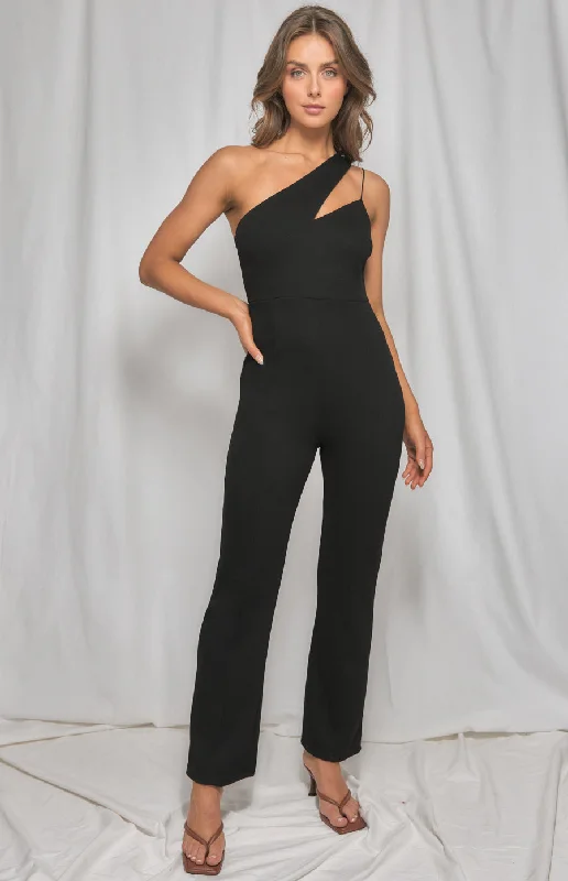 Crazy Price Slashing Asymmetric Neckline Flared Pants Jumpsuit